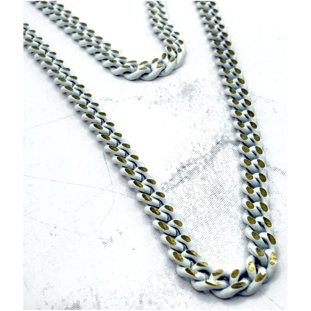 Signed‎ Japan White Chain Gold Accents Necklace 18